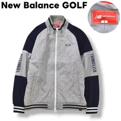 ニューバランス ゴルフ New Balance GOLF 中綿 スウェット トラック ジャケット ジャージ ジップアップ ロゴ ワッペン プリント ラグランスリーブ パンチホール デザイン 6 グレー x ネイビー スポーツ ウェア メンズ