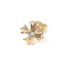 美品□CHROME HEARTS クロムハーツ CHプラス 22K ダイヤモンド ポストピアス スタッドピアス アクセサリー ピアス ゴールド 総重量0.95g メンズ