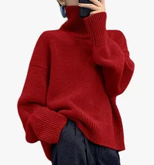 ニット リブ セーター タートル レディース ハイネック ゆったり 長袖 プルオーバー 暖か オシャレ カジュアル トップス