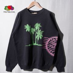 90s USA製 フルーツオブザルーム FRUIT OF THE ROOM スウェット XL ブラック ヴィンテージ Vintage 両面プリント ストリート オーバーサイズ ビッグシルエット ラグラン ユニセックス 黒 古着 N707