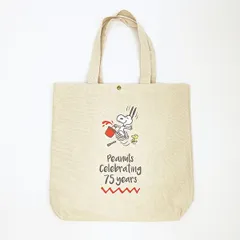 スヌーピー 帆布トートバッグ ナチュラル PEANUTS 75th SNOOPY