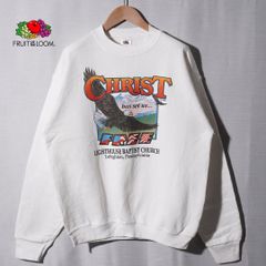 90s USA製 フルーツオブザルーム FRUIT OF THE ROOM スウェット L ホワイト 1995年製 イーグル ヴィンテージ Vintage ストリート アメカジ オーバーサイズ 教会 Church アニマル 鳥 Bird 古着 P307