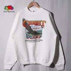 90s USA製 フルーツオブザルーム FRUIT OF THE ROOM スウェット L ホワイト 1995年製 イーグル ヴィンテージ Vintage ストリート アメカジ オーバーサイズ 教会 Church アニマル 鳥 Bird 古着 P307