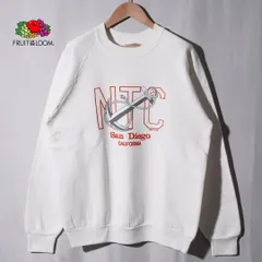 80s USA製 フルーツオブザルーム FRUT OF THE ROOM スウェット L ホワイト 1986年製 ミリタリー 海軍 カレッジ ヴィンテージ Vintage ストリート アメカジ ラグラン NTC サンディエゴ 古着 P104