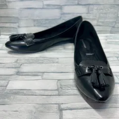 【極美品】ROCKPORT　フラットシューズ　レザー　ブラック　タッセル　ポインテッドトゥ　23㎝