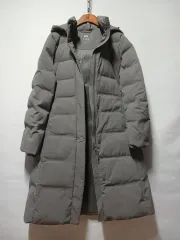 ユニクロ ロング ダウン パディング コート グレー S