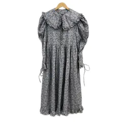 HORROR VACUI(ホラー ヴァキュイ) ワンピース サイズM レディース美品  - ブルー×白×ブラウン 長袖/マキシ丈/花柄/フリル