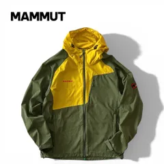 MAMMUT マムート GLIDER Jacket Men グライダー ウィンドブレーカー マウンテンパーカー ナイロンジャケット アシンメトリー 撥水 軽量 XL オリーブ グリーン×イエロー ★M260