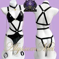 チョーカー付きセクシーエナメルレオタードハイレグボディスーツコスプレ衣装　ハーネス　ボンデージ　写真撮影　ルームウエア　ランジェリー　ハロウイン仮装大人レディース　ボディコン　ステージ衣装　コスチューム　衣装セット