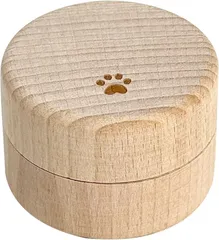 S-NET 動物看護師 監修 ペット用 ミニ骨壷 木製 遺骨入れ 分骨 手元供養 密封 防湿 透明ケース 持ち歩き メモリアル (足あと)