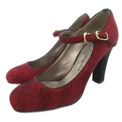 銀座かねまつ GINZA Kanematsu パンプス シューズ ハイヒール チェック ストラップ 22cm 赤 レッド /AE