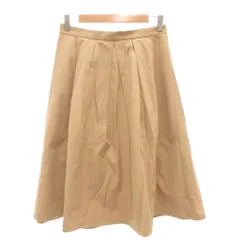 ナチュラルビューティーベーシック NATURAL BEAUTY BASIC フレアスカート L タック 無地 ひざ丈 ベージュ /AE