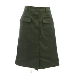 ナチュラルビューティーベーシック NATURAL BEAUTY BASIC 美品 フレアスカート S ひざ丈 ボタンフライ カーキ /AE