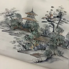 名古屋帯 塩瀬 作家物 上品な染め 九寸 正絹 着物 MA-3657