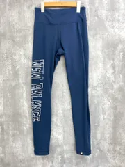 New Balance ニューバランス 綿混 ロゴ トレーニング ウェア レギンス パンツ sizeM/紺 ■■ レディース