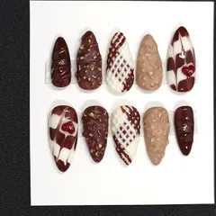 ネイルチップ　チョコレート バレンタインネイル