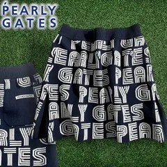 PEARLY GATES パーリーゲイツ ゴルフ 14Gニット 立体ロゴ柄 総柄 ストレッチ ミニスカート ニットスカート ゴルフウェア レディース 055-2134218 定価3万 ネイビーブラック ホワイト ▲034▼50610w11