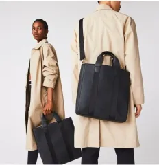 ラコステ ブラック トートバッグ兼ショルダーバッグ