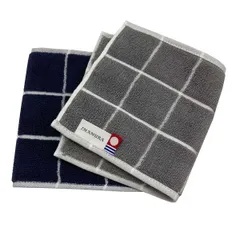 今治タオル ハーフハンカチ 2枚組 イマムラ(IMAMuRA) グレー・ネイビー 約13x25cm グラフチェック 日本製 吸水