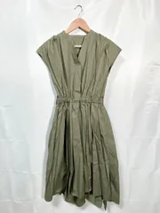 シンプリシテェ スキッパー ワンピース カーキ ウエストゴム