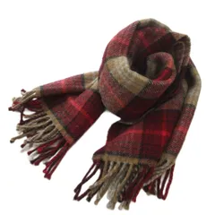 VALUE FEEL マフラー ストール ウール 赤 レッド ベージュ 大判 チェック /FF