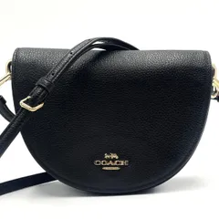 美品● COACH コーチ ショルダーバッグ ハーフムーン ブラック レザー C1432