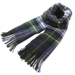 グレンプリンス Glen Prince マフラー 大判 ストール フリンジ チェック 紺 ネイビー 緑 グリーン /AE