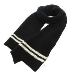 コムサコミューン COMME CA COMMUNE タグ付き マフラー 黒 ブラック 白 ホワイト リブニット /FF