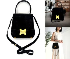 良品　レア　希少　CELINE セリーヌ　トリオンフ　スエード　2way　ハンドバッグ ショルダーバッグ　ブラック　マカダム　レザー　セリーヌ期　名品　TRIOMPHE ロック
