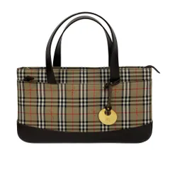 BURBERRY バーバリー ハンドバッグ ノバチェック キャンバス レザー ベージュ ブラウン
