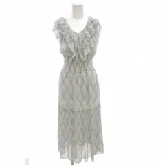 スナイデル SNIDEL 24SS プリント プリーツ ドレス ワンピース 0 白 ホワイト 青 ブルー ノースリーブ フリル ロング SWFO242151 /FF