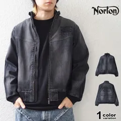 NORTON ノートン デニム ジャケット ストレッチ 防風 スタンドネック 畝刺繍 メンズ ブルゾン アウター 大きいサイズ M-XL [261N1600B]
