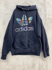 adidas originals アディダスオリジナルス 綿混 裏起毛 フード パーカー フーディー ロゴ プリント スウェット sizeS/紺 ◇■ レディース