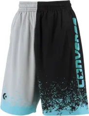 コンバース CONVERSE バスケット ジュニアプラクティスパンツ ポケット付き 短パン ハーフパンツ 昇華プリント 吸汗 速乾 バスケ ミニバス 部活 トレーニング 練習 新入部員 キッズ 子供  CB431854 1924 ブラック×ターコイズ