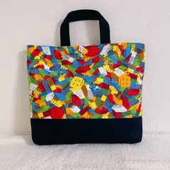 B5ぴったり おどうぐ袋 【カラフルブロック柄】 ミニレッスンバッグ