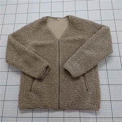 ◇ Θ ユニクロ UNIQLO ボアフリースフルジップジャケット ベージュ系 Lサイズ メンズ E  【1511110041672】