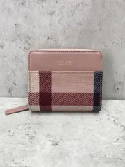 美品 BLUE LABEL CRESTBRIDGE ブルーレーベル クレストブリッジ PVC クレストブリッジチェック 二つ折り 財布 ピンク ■■◎レディース