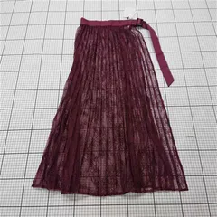 ◇ Θ アンデミュウ Andemiu AMRK0483TO レースプリーツスカート ワイン系 レディース E  【1511120022548】