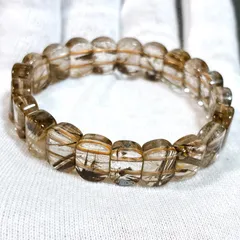 太針 ルチルクォーツ 角タンブル ブレスレット 15号 透明感◎ 天然石 約21g