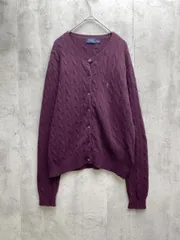 POLO RALPH LAUREN ポロ ラルフローレン カシミヤ混 ケーブル カーディガン sizeXL/紫 ◆■レディース