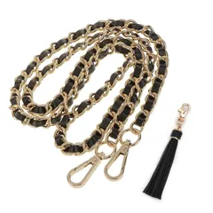 アクセサリーパーツ 交換用 付け替え ハンドバッグ 120cm長さ ショルダー ストラップ (1本入り-黑ゴールド) チェーン [DFsucces]