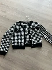 ハウンドトゥース チェックパターン カーディガン