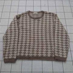 ◇ Θ オペークドットクリップ OPAQUE.CLIP 千鳥格子柄ニットセーター ベージュ系 レディース L E  【1512100014553】