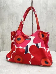 marimekko マリメッコ ウニッコ キャンバス ビッグ トート バッグ /赤系 ■■◎レディース
