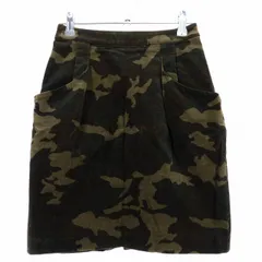 B&Y ユナイテッドアローズ BEAUTY&YOUTH ビューティー&ユース コーデュロイ タイトスカート ミニ タック バックファスナー コットン カモフラ 迷彩柄 S 茶 ブラウン ボトムス /T2