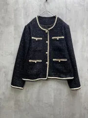 新品 SAISON DE PAPILLON セゾンドパピヨン ラメ クラシカルツイード ジャケット sizeL/黒  ◆■レディース