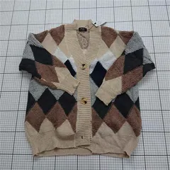◇ Θ アミュレット Amulet アーガイル柄カーディガン ベージュ系 レディース Fサイズ E  【1512220020274】