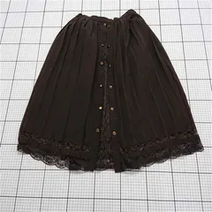 ◇ Θ アクシーズファム axes femme レース切替プリーツスカート ブラウン系 M レディース E  【1512220020243】