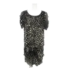 ザラ ベーシック ZARA BASIC ワンピース ドット柄 半袖 ラウンドネック ギャザー S 黒 ブラック 白 ホワイト /YJ ■GY58