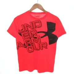 アンダーアーマー 美品 Tシャツ 半袖 ロゴプリント ラウンドネック 160 赤 レッド /YJ ■GY60